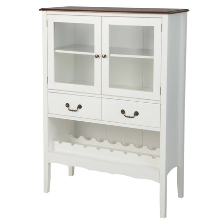Freestanding Storage Cabinet with 2 Tempered Glass Doors