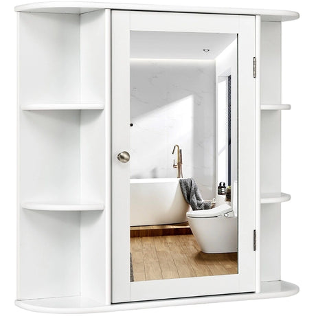 Multipurpose Mount Wall Mirror Bathroom Storage Cabinet-White
