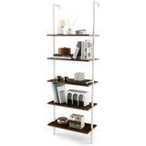 5-Tier Ladder Shelf with Steel Frame for Living Room Bedroom Office-Natural