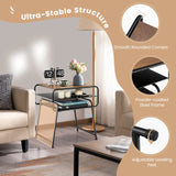3-tier Compact Side End Table with Storage Shelf-Coffee