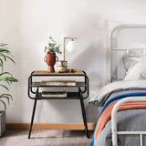 3-tier Compact Side End Table with Storage Shelf-Coffee