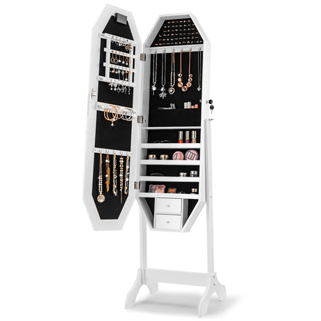 Jewellery Armoire with Full-Length LED Mirror for Bedroom