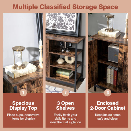 Buffet Sideboard Storage Cabinet with Display Shelf