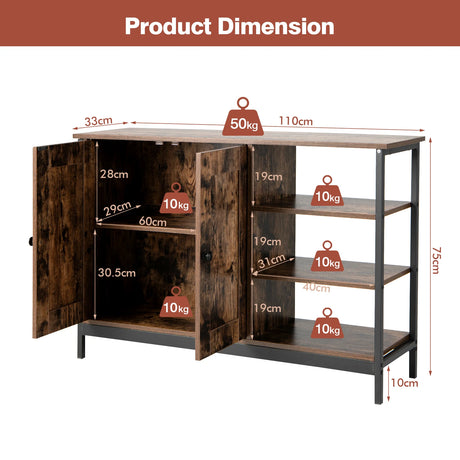Buffet Sideboard Storage Cabinet with Display Shelf