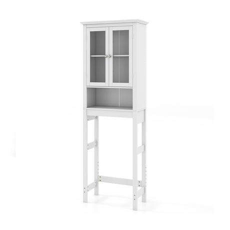 Over the Toilet Storage Cabinet with Double Tempered Glass Doors