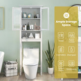Over the Toilet Storage Cabinet with Double Tempered Glass Doors