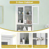 Over the Toilet Storage Cabinet with Double Tempered Glass Doors