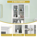 Over the Toilet Storage Cabinet with Double Tempered Glass Doors