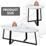 Nesting Table Set with Oval & Round Table for Living Room/Office