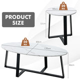 Nesting Table Set with Oval & Round Table for Living Room/Office