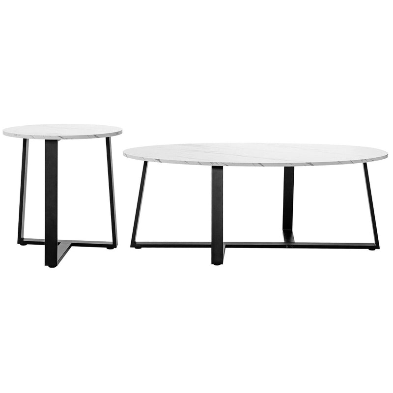 Nesting Table Set with Oval & Round Table for Living Room/Office