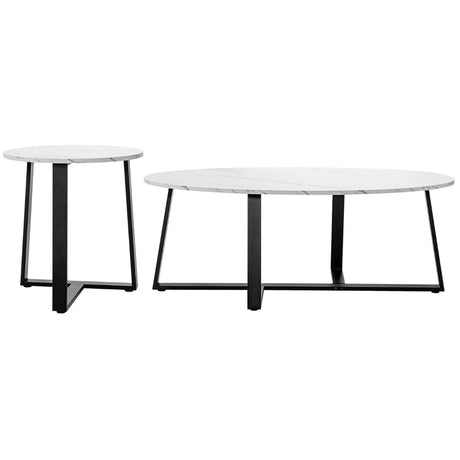 Nesting Table Set with Oval & Round Table for Living Room/Office