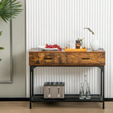 Industrial Behind Couch Table with Drawer & with Anti-Tipping Kit