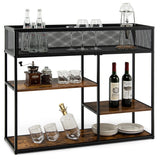 4-Tier Console Table with Wire Basket for Living Room/Dining Room