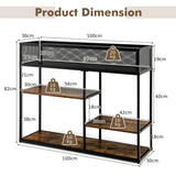 4-Tier Console Table with Wire Basket for Living Room/Dining Room