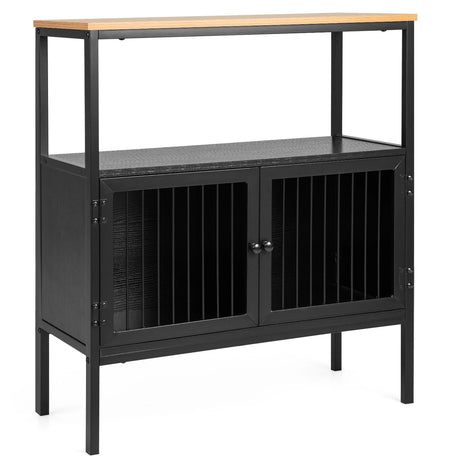 Modern Kitchen Storage Cabinet with Heavy-duty Metal Frame for Cafe