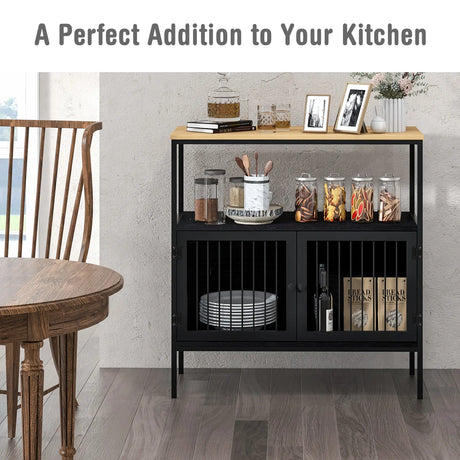 Modern Kitchen Storage Cabinet with Heavy-duty Metal Frame for Cafe
