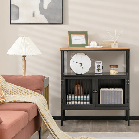 Modern Kitchen Storage Cabinet with Heavy-duty Metal Frame for Cafe