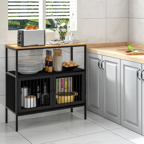 Modern Kitchen Storage Cabinet with Heavy-duty Metal Frame for Cafe