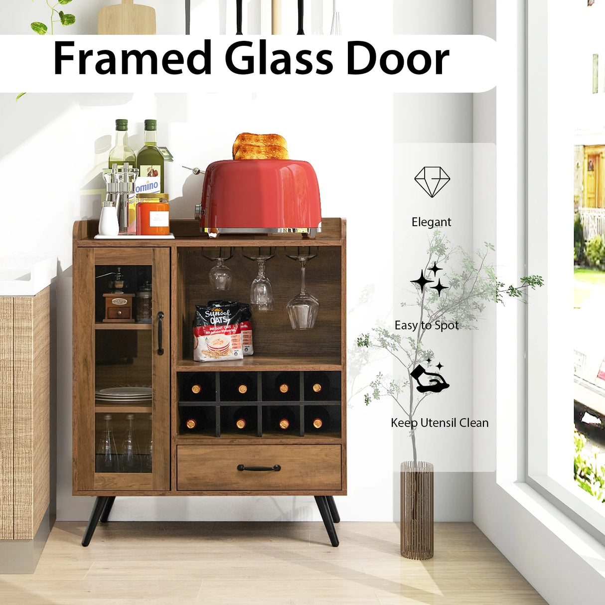 Buffet Sideboard with Removable Wine Rack for Kitchen, Dining Room