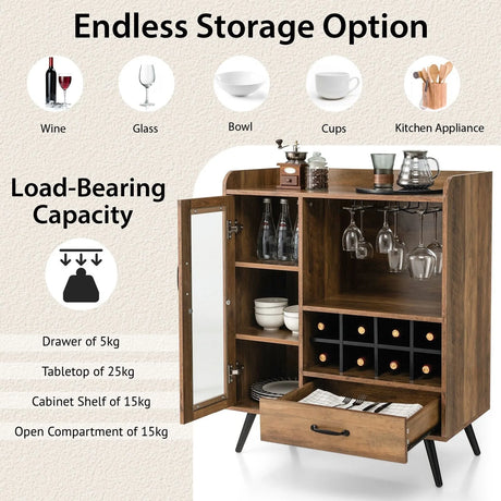 Buffet Sideboard with Removable Wine Rack for Kitchen, Dining Room
