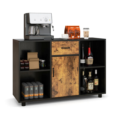 Industrial Kitchen Buffet Sideboard with 4 Open Cubbies for Living Room, Dining Room