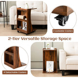 C-Shaped Side Table with Storage Shelf