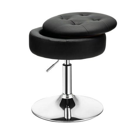 360 Swivel Adjustable Stool with PU Leather Seat-Black