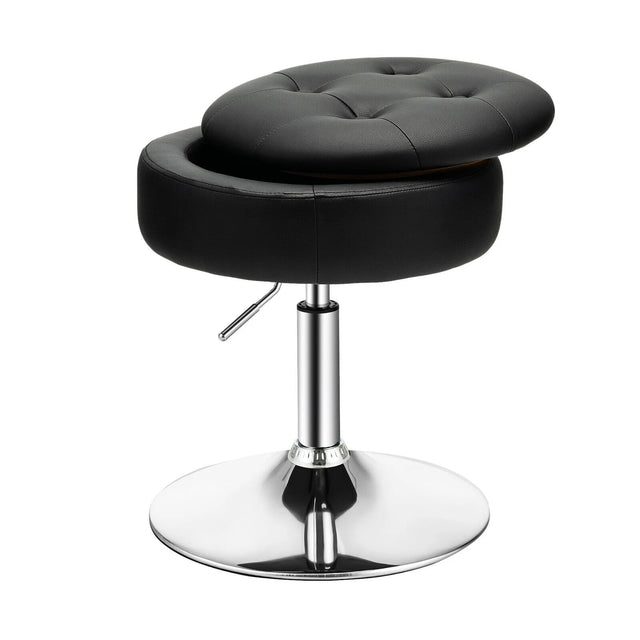 360 Swivel Adjustable Stool with PU Leather Seat-Black