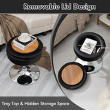 360 Swivel Adjustable Stool with PU Leather Seat-Black