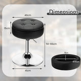 360 Swivel Adjustable Stool with PU Leather Seat-Black