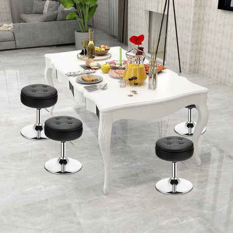 360 Swivel Adjustable Stool with PU Leather Seat-Black