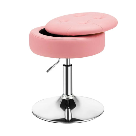 360 Swivel Adjustable Stool with PU Leather Seat-Pink