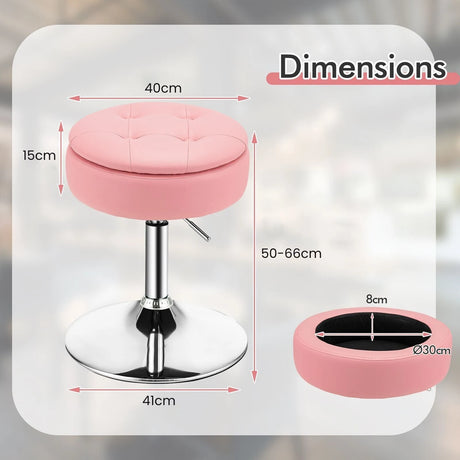 360 Swivel Adjustable Stool with PU Leather Seat-Pink