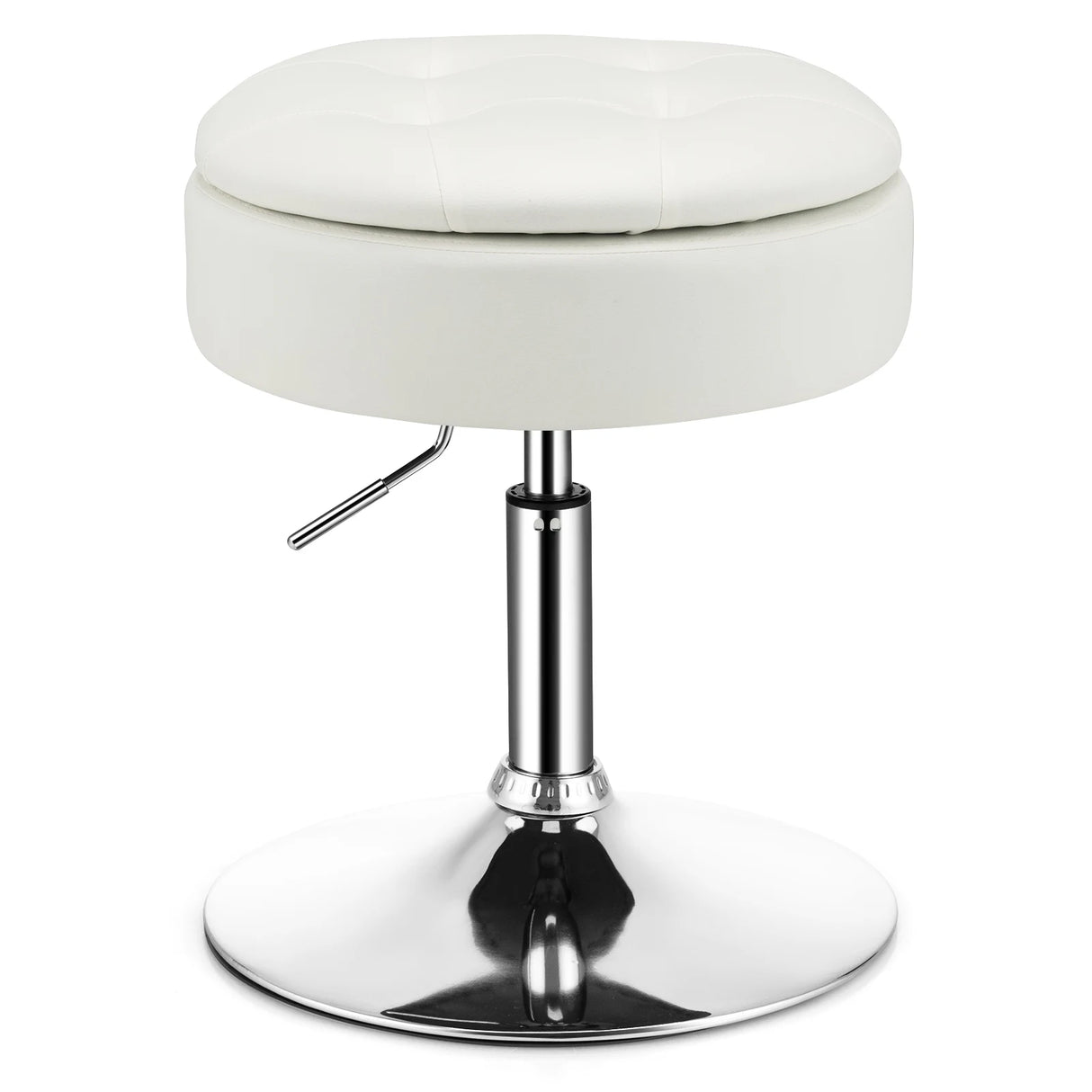 360 Swivel Adjustable Stool with PU Leather Seat-White