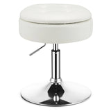 360 Swivel Adjustable Stool with PU Leather Seat-White