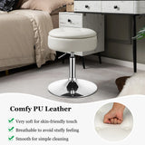 360 Swivel Adjustable Stool with PU Leather Seat-White