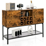 Industrial Kitchen Buffet Sideboard with Wine Rack and 2 Doors-Rustic Brown