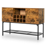 Industrial Kitchen Buffet Sideboard with Wine Rack and 2 Doors-Rustic Brown