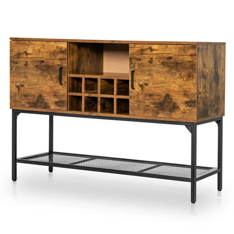 Industrial Kitchen Buffet Sideboard with Wine Rack and 2 Doors-Rustic Brown