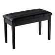 Solid Wood PU Leather Piano Double Duet Keyboard Bench-Black