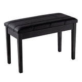 Solid Wood PU Leather Piano Double Duet Keyboard Bench-Black