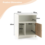2 Pieces 25 Inch Tall Nightstands with Door and 2 Open Shelves-White