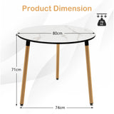 Modern round dining table in faux marble with white stainless steel legs