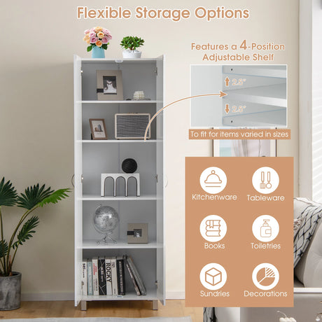 73.5 Inch Freestanding Double Door Tall Versatile Storage Organizer