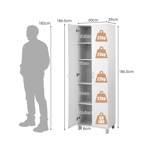 73.5 Inch Freestanding Double Door Tall Versatile Storage Organizer