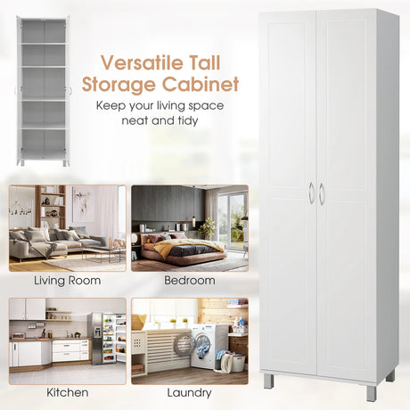 73.5 Inch Freestanding Double Door Tall Versatile Storage Organizer