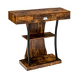 Console Table with Drawer and 2-Tier Shelves for Entryway Living Room-Rustic Brown
