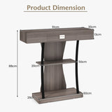 Console Table with Drawer and 2-Tier Shelves for Entryway Living Room-Gray