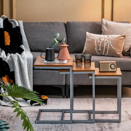 3 Set Nesting Coffee Table with Vintage Style for Living Room